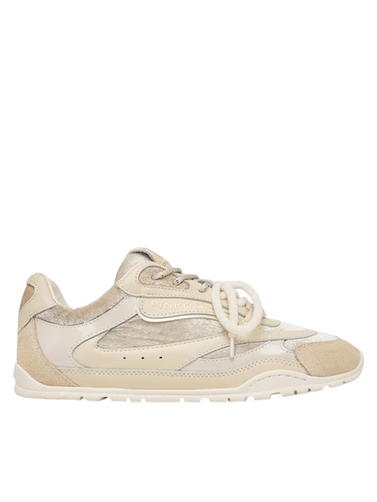 Sneakers Yulia Pinko pelle avorio inserti velluto