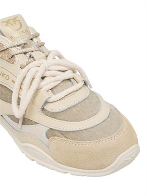 Sneakers Yulia Pinko pelle avorio inserti velluto in DONNA