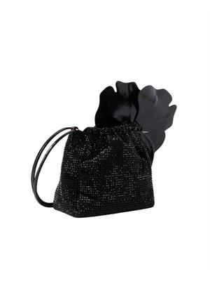 Borsetta nera Pinko full strass e fiore in DONNA