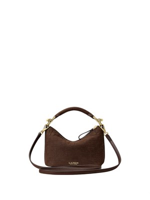 Borsa Blaike mini Lauren Ralph Lauren in nabuk effetto coccodrillo marrone in DONNA