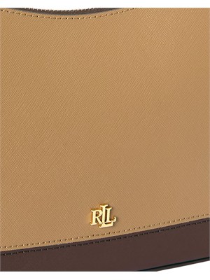 Borsa Danni Lauren Ralph Lauren in pelle saffiano bicolor beige marrone in DONNA