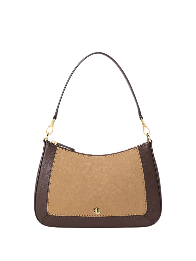 Borsa Danni Lauren Ralph Lauren in pelle saffiano bicolor beige marrone