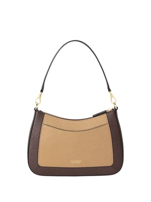 Borsa Danni Lauren Ralph Lauren in pelle saffiano bicolor beige marrone in DONNA