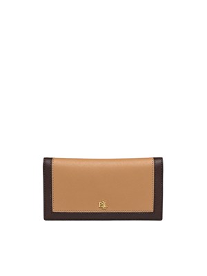 Portafoglio Lauren Ralph Lauren in pelle bicolor beige marrone in DONNA