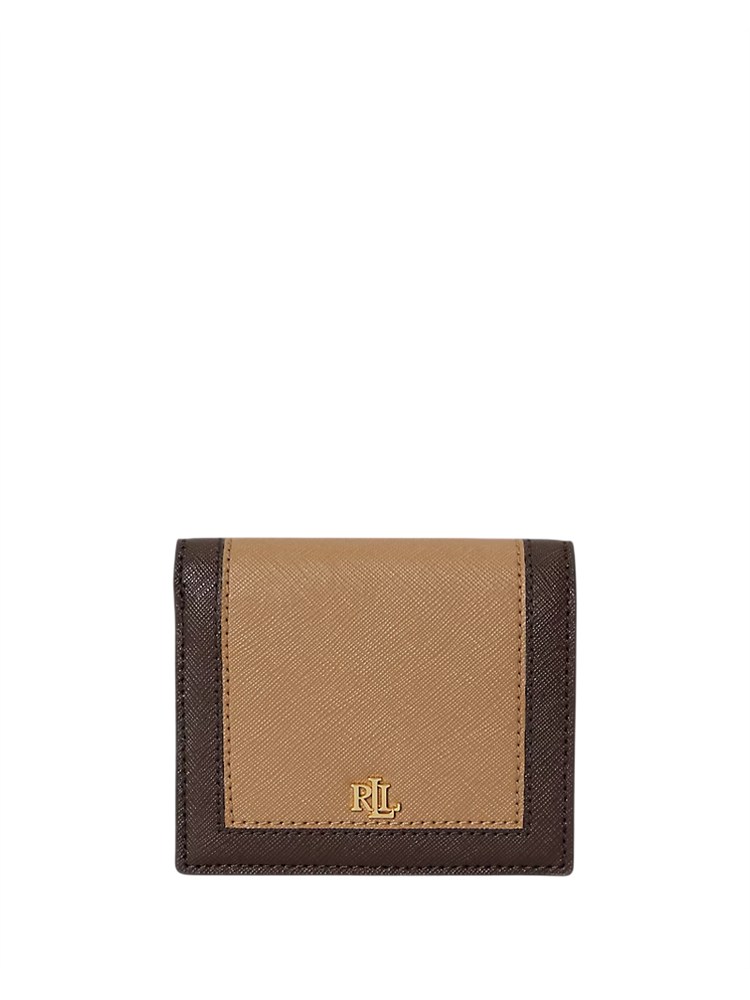 Portafoglio Lauren Ralph Lauren in pelle bicolor beige marrone