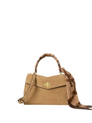 Bauletto Farrah Lauren Ralph Lauren in camoscio beige con foulard in DONNA