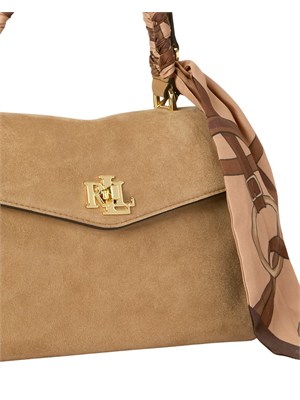 Bauletto Farrah Lauren Ralph Lauren in camoscio beige con foulard in DONNA