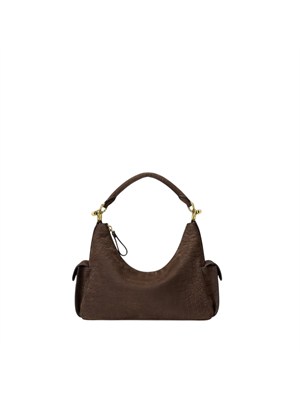 Borsa Blaike Lauren Ralph Lauren in nubuck coccodrillo marrone in DONNA