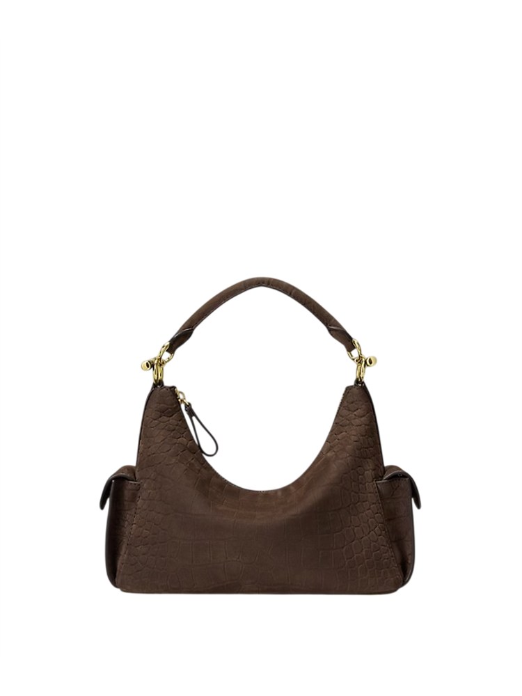 Borsa Blaike Lauren Ralph Lauren in nubuck coccodrillo marrone