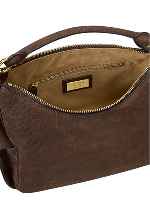 Borsa Blaike Lauren Ralph Lauren in nubuck coccodrillo marrone in DONNA