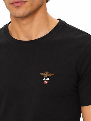 T-shirt nera Aeronautica Militare in cotone in UOMO
