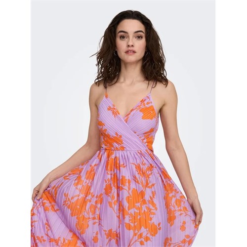 ONLY 15207351 Purp Onlelema Dress Viola-Arancio Donna in Abbigliamento