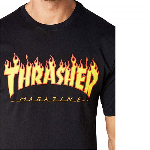 THRASHER 311019 Tee Blk Flame in Abbigliamento