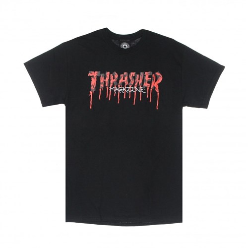 THRASHER 311538 Tee Blk Blood Drip in Abbigliamento