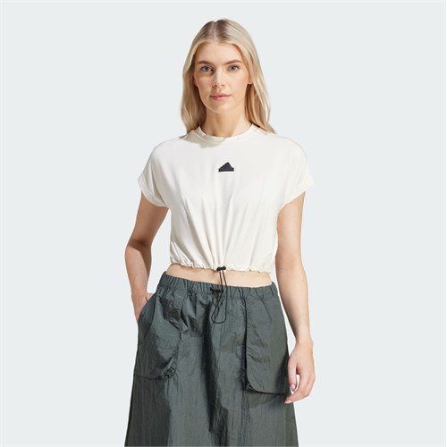 ADIDAS Is3022 Wht T-Shirt Crop Bianco Donna in Abbigliamento