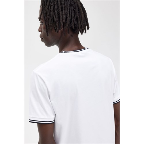 FRED PERRY M1588 100 Tshirt Bianco Uomo in Abbigliamento