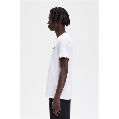FRED PERRY M1588 100B T-Shirt Bianco Uomo in Abbigliamento
