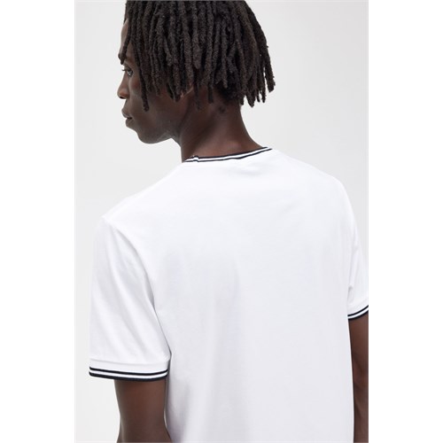 FRED PERRY M1588 100B T-Shirt Bianco Uomo in Abbigliamento