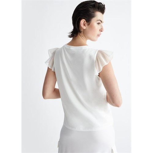 LIU JO Ta4269JS003 10604 Top Jersey Bianco Donna in Abbigliamento