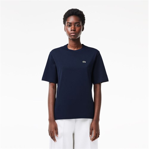 LACOSTE Tf7215 166 T-Shirt Mc Blu Donna in Abbigliamento