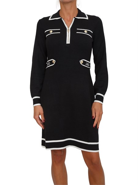 abito liu jo in maglia misto seta nero tf5251ms59l