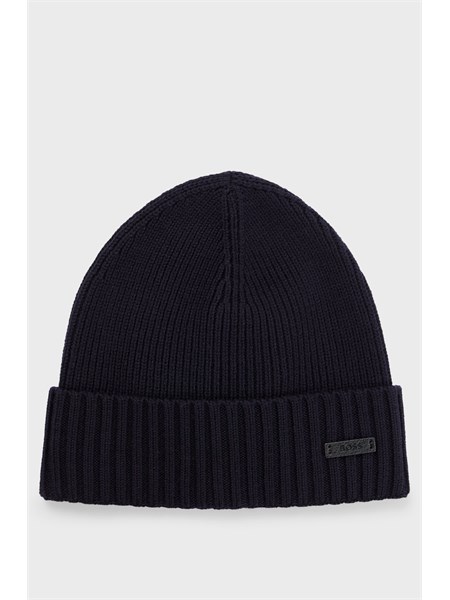 berretto boss uomo in lana vergine blu fati50495306