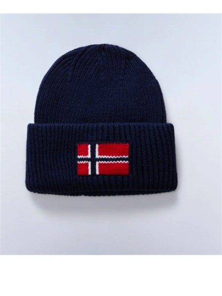 berretto evie napapijri in misto lana blu con logo f eveinp0a893p1761