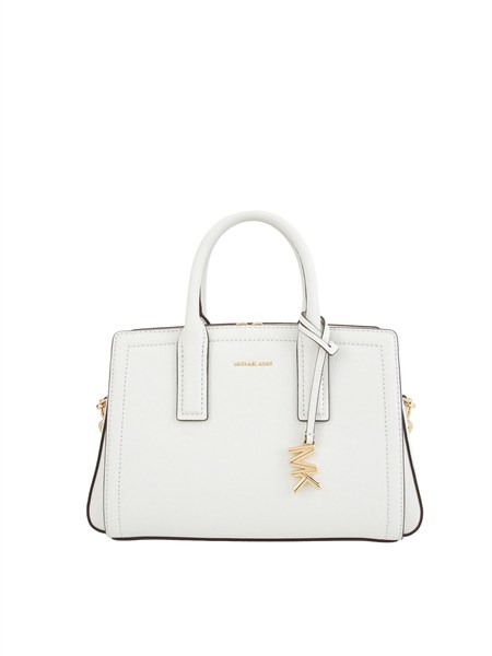 borsa a mano michael kors laila piccola in pelle martellata bianco 30s5g9is1l