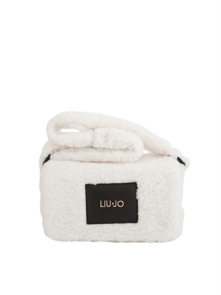 borsa a tracolla liu jo donna in teddy bianco con patch logo tf5273e0021