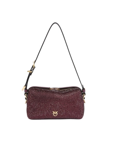 borsa bauletto pinko in tessuto bordeaux con strass 106967a3o8