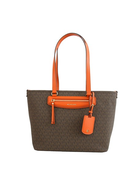 borsa jet set travel michael michael kors in pelle marrone e corallo 30s6gtvt2y
