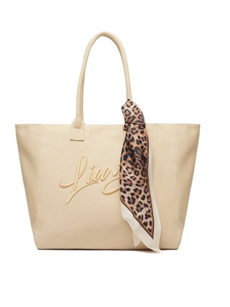 borsa liu jo donna in cotone beige con foulard aa6200t546a
