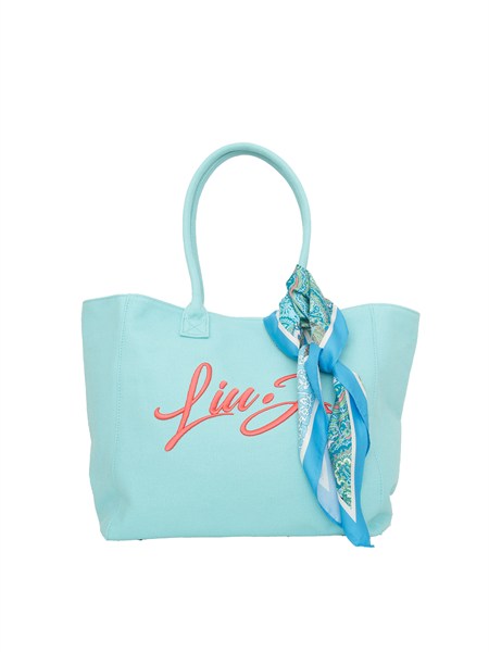 borsa liu jo donna in cotone verde acqua con foulard aa6200t546a