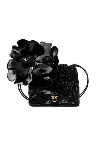 borsetta nera pinko full strass e fiore 107678a2wf