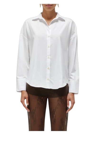 camicia bianca blugirl in popeline di cotone pizzo dietro ra6162t544a