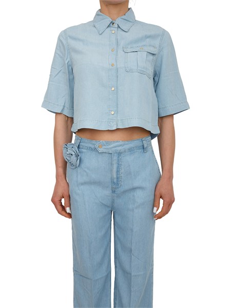 camicia boxy blugirl in denim lyocell blu chiaro ra6078d5049