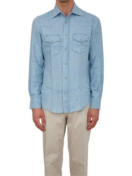 camicia eleventy uomo in denim blu chiaro m75camk02tes0m146