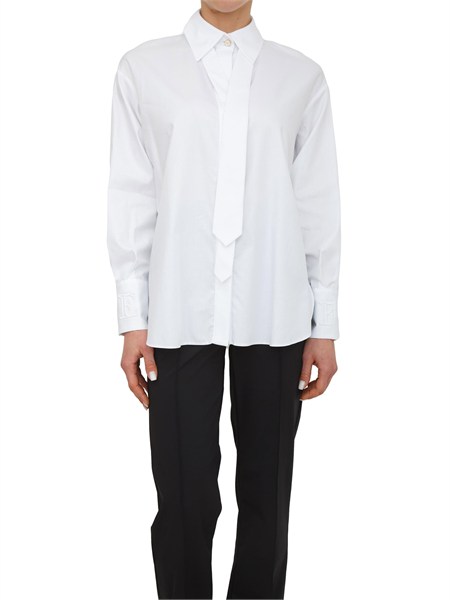 camicia elisabetta franchi in cotone bianco con cravatta ca15261e2