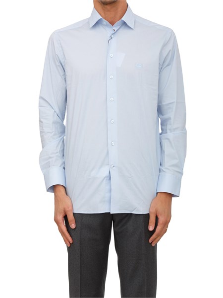 camicia etro uomo in cotone azzurro con logo mrib0002av607