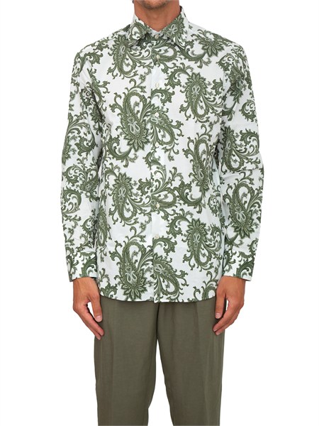 camicia etro uomo in cotone stretch motivo paisley verde mrib002599saeg7
