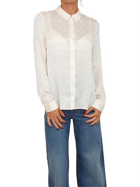 camicia guess jeans donna in tessuto avorio logo jacquard all over w5yh1awhcr2