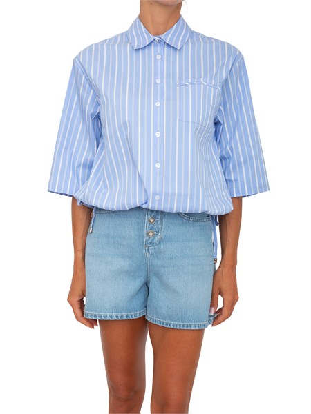 camicia liu jo donna in popeline celeste a righe wa6417t405a