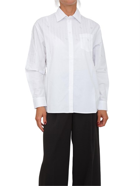 camicia liu jo in cotone bianco con strass uf5240t039a