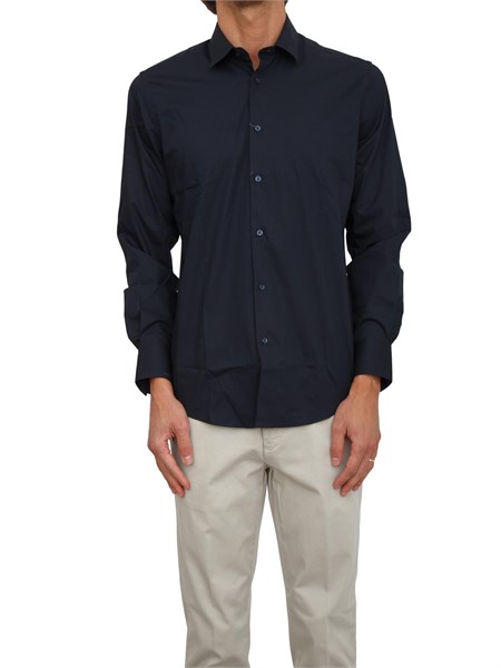 camicia liu jo uomo in cotone stretch blu qxx053t257a