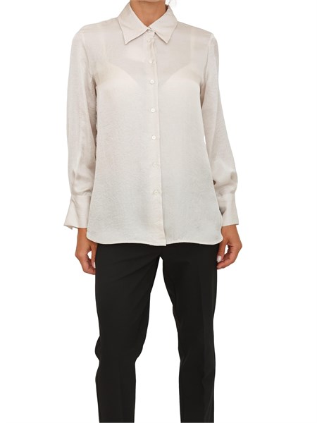 camicia maerlla in tessuto avorio effetto crespo relaxed fit lirico
