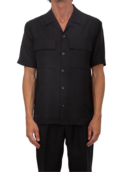 camicia nera antony morato in lino e viscosa mmss00202fa900135