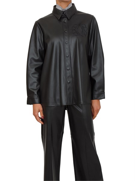 camicia over in ecopelle nera nenette francis