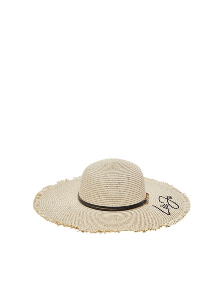 cappello liu jo a tesa larga beige con paillettes 2a6030t0300