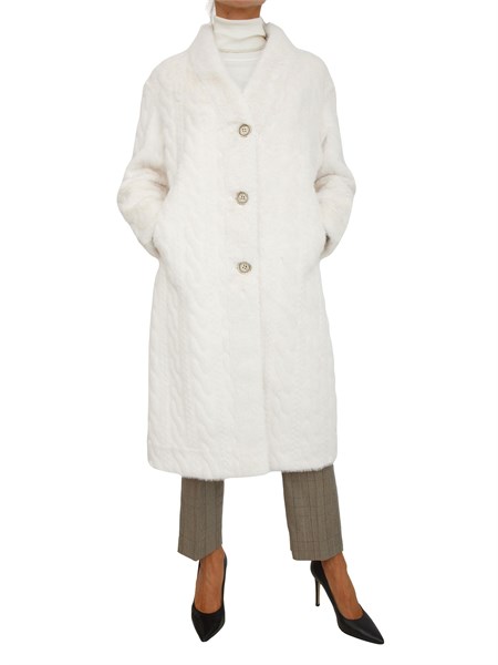cappotto doubleface margarete kocca in tessuto bianco a trecce margaretepca7547abun0000