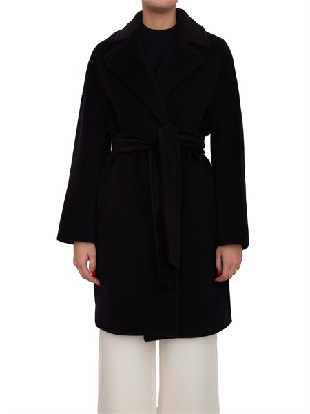 cappotto midi scire max mara in beaver di pura lana vergine blu scire